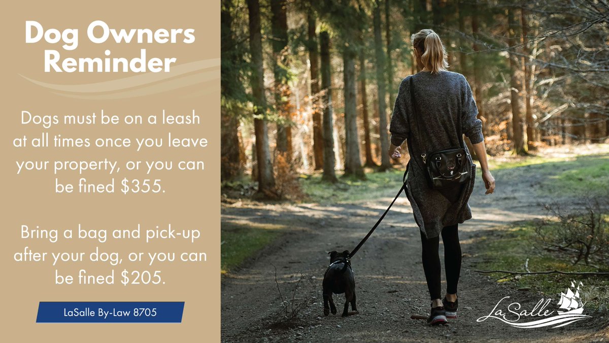 This is a friendly reminder that once you leave your property in LaSalle, dogs must be on a leash at all times. Due to the number of complaints about dogs off-leash, increased enforcement will occur, including ticketing. 
We appreciate your cooperation. 
#LivingLaSalle