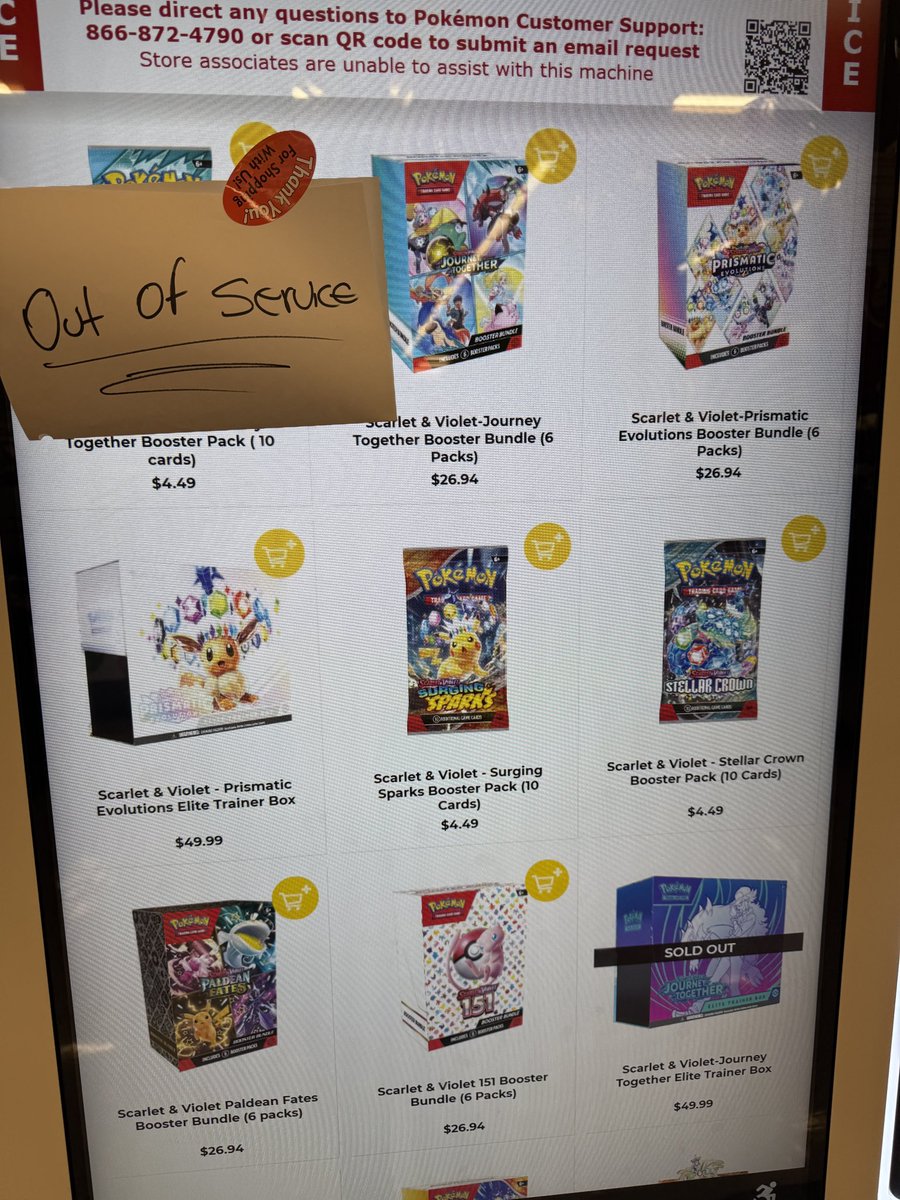 bee_jvy's tweet photo. @PKMNBayArea Safeway on S. Bernardo Ave on Mountain View. Accepts payment. But won’t vend anything out. Tested it with a single pack. 🥲 https://t.co/VuKBJ3uy58