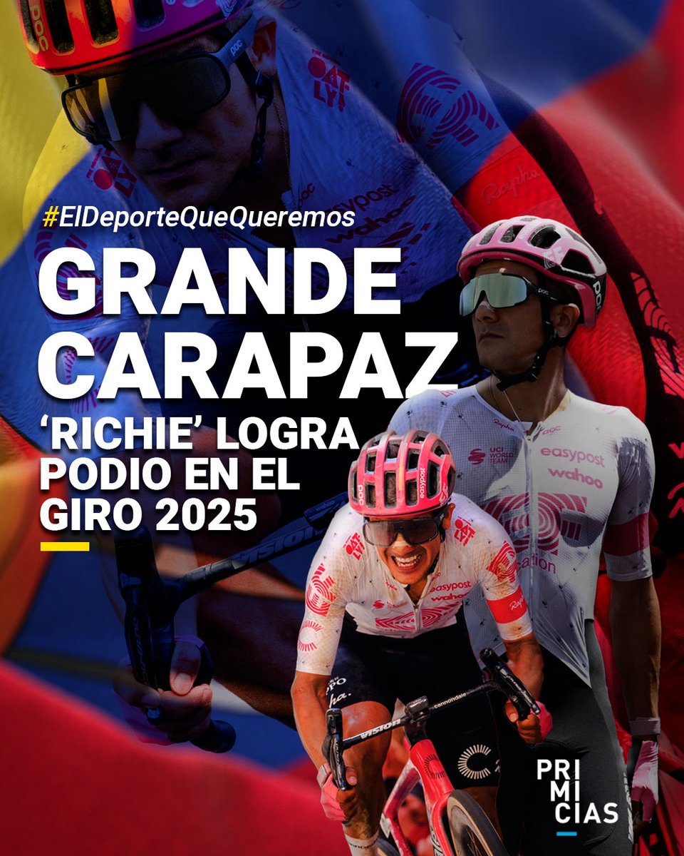 Primicias (@primicias) on Twitter photo #ElDeporteQueQueremos | ¡Grande Richard Carapaz! El ciclista ecuatoriano se queda con el tercer puesto de la clasificación general del Giro de Italia 2025. prim.ec/cyjF50W2191
Un proyecto de <a href="/BancoPichincha/">Banco Pichincha</a> #ElDeporteQueQueremos | ¡Grande Richard Carapaz! El ciclista ecuatoriano se queda con el tercer puesto de la clasificación general del Giro de Italia 2025. prim.ec/cyjF50W2191
Un proyecto de <a href="/BancoPichincha/">Banco Pichincha</a>