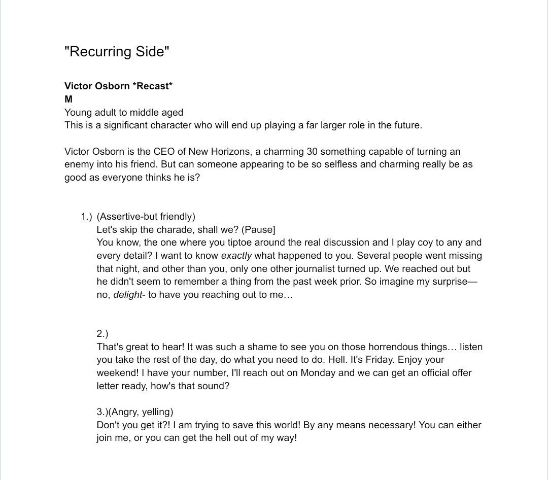 The Terra Arcanum Chronicles: The Audio Drama (@tacaudiodrama) on Twitter photo *Casting Call*
(Unpaid Voluntary)
Hey everyone! TACAD is looking to recast the role of Victor Osborn, the charming charismatic CEO of New Horizons! If you are interested you can submit auditions to TACAudioDrama@Gmail.com
#castingcall <a href="/AudioAuditions/">AudioDramaAuditions</a> <a href="/UnpaidRt/">VA Unpaid Casting Call RT</a> <a href="/HopelessMedia_/">Hopeless Media</a> *Casting Call*
(Unpaid Voluntary)
Hey everyone! TACAD is looking to recast the role of Victor Osborn, the charming charismatic CEO of New Horizons! If you are interested you can submit auditions to TACAudioDrama@Gmail.com
#castingcall <a href="/AudioAuditions/">AudioDramaAuditions</a> <a href="/UnpaidRt/">VA Unpaid Casting Call RT</a> <a href="/HopelessMedia_/">Hopeless Media</a>