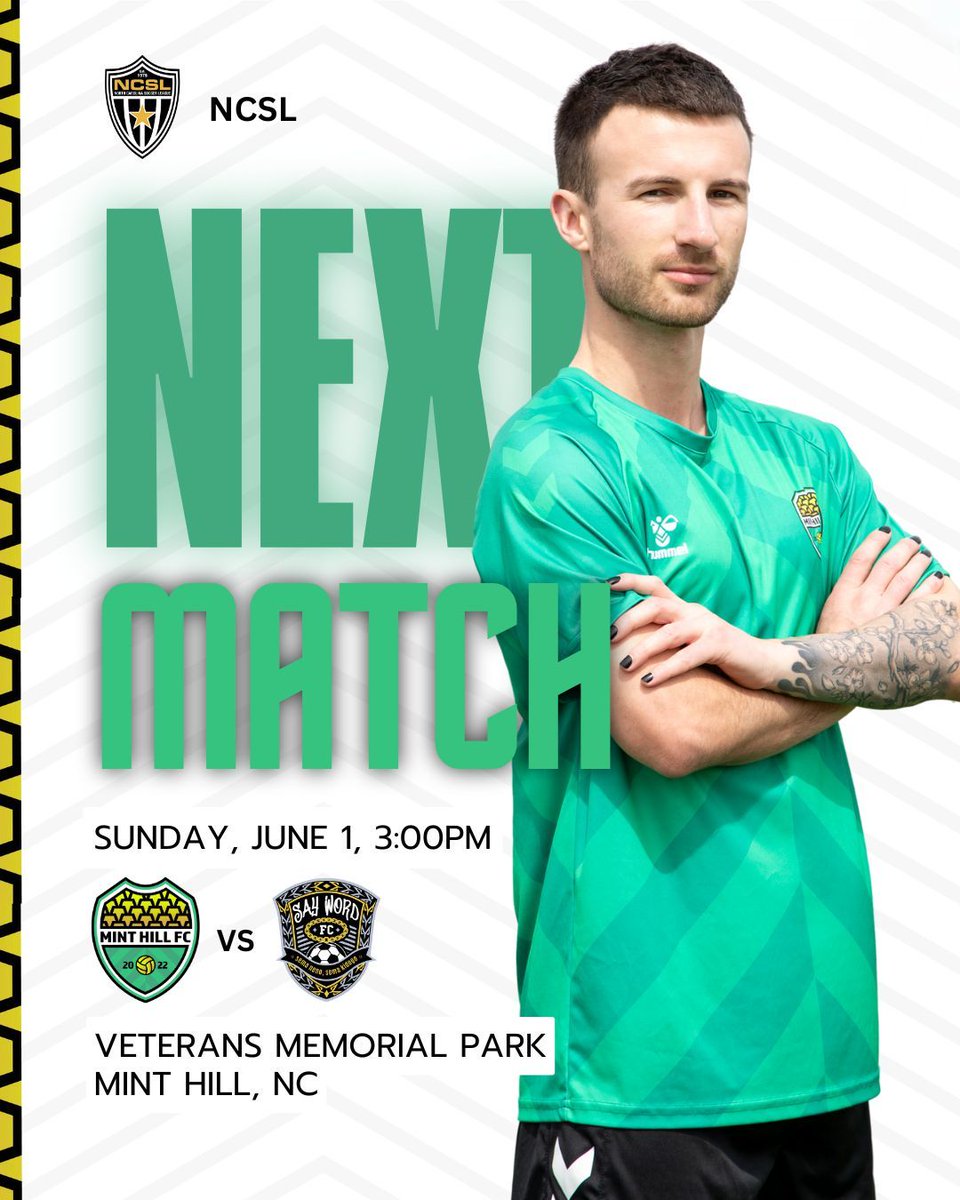 We enter the final month of the season with a home match against Say Word FC.

Match Details:
🆚 Say Word FC, NCSL
🕖 Sunday, June 1, 3:00 PM
📍 Mint Hill Veterans Memorial Park

#upthemint #mhfc #ncsl