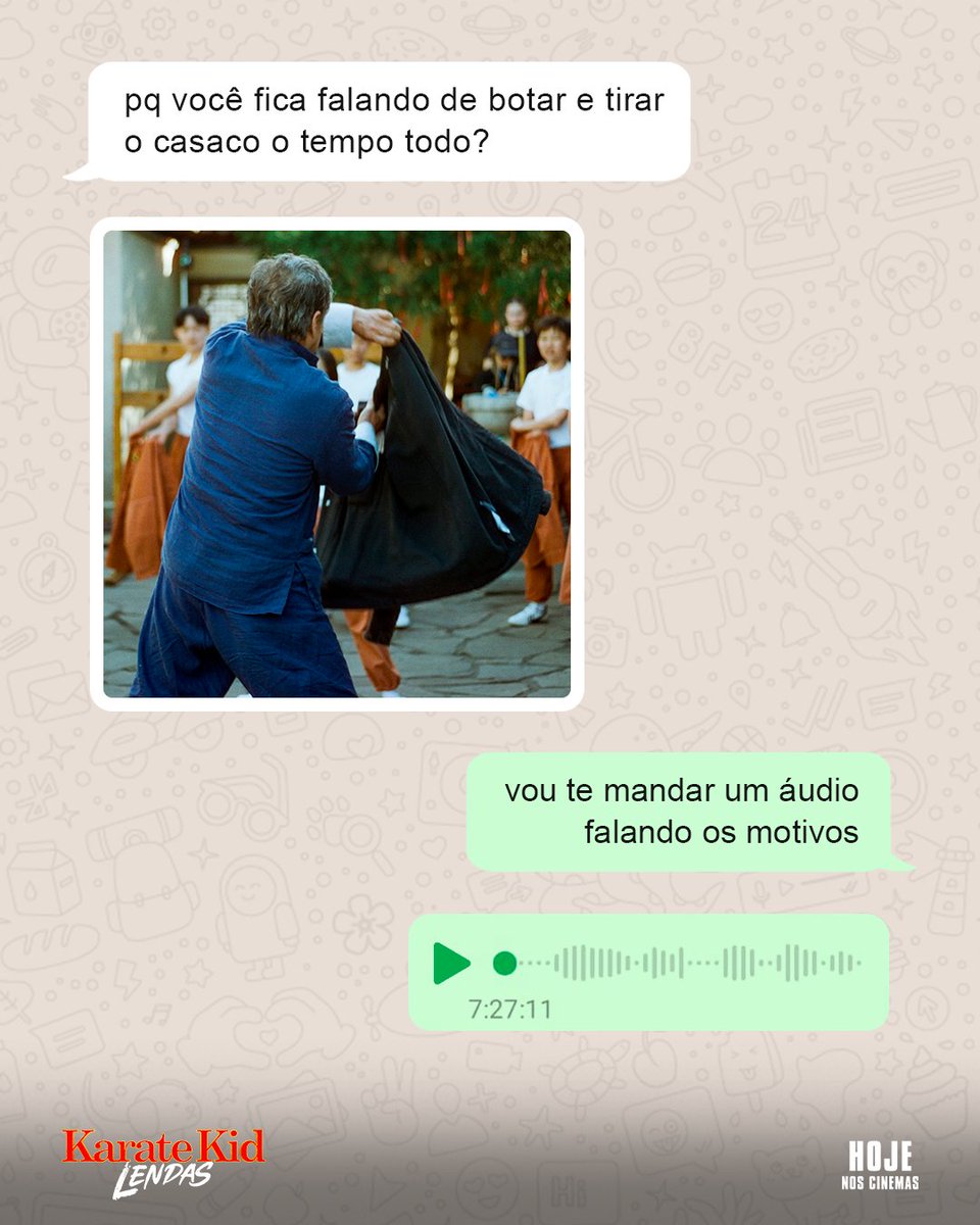 Se te perguntarem por que você fala tanto de #KarateKidLendas ou de botar e tirar casaco, aposto que a resposta vai durar horas! 🕒💬

Assista #KarateKidLendas, hoje nos cinemas.