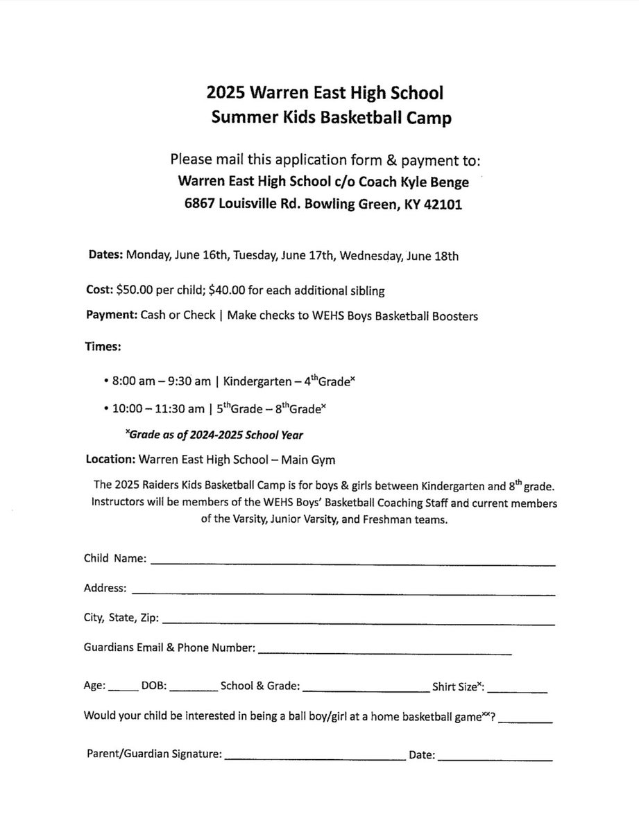 Kyle Benge (@coachkbenge) on Twitter photo We are two weeks away from our kids camp. Looking forward to seeing our future Raiders <a href="/EastBoysBall/">WarrenEastRaidersBoysBasketball</a>. We are two weeks away from our kids camp. Looking forward to seeing our future Raiders <a href="/EastBoysBall/">WarrenEastRaidersBoysBasketball</a>.
