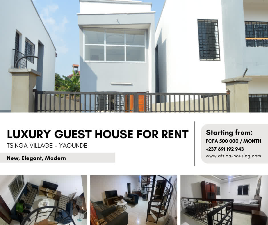 🏡 Furnished Guest House for Rent – #Yaoundé!
Modern, secure &amp; just 20 mins from city center in #TsingaVillage.
✅ Paved road access
✅ Near Olembe Stadium
💰 From FCFA 500,000/month
📞 +237 691 192 943
.
#YaoundeRentals #AfricaHousing #Cameroon #WestAfrica #RealEstate