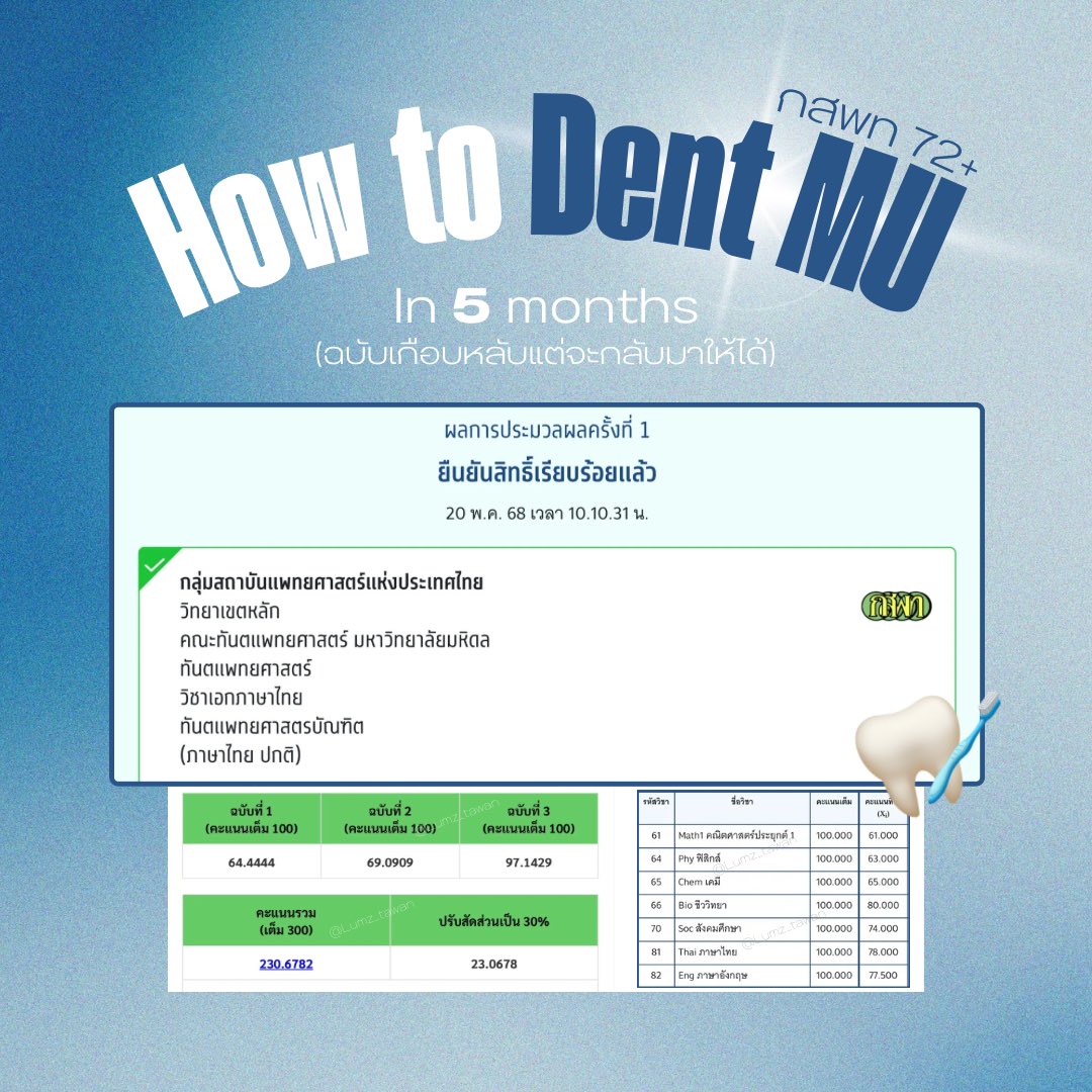 How to Dent MU🧑🏻‍⚕️🦷✨
เป็นการเดินทางที่ภูมิใจมากเลยอยากมาแชร์คับ💖

#dek68 #dek69 #TCAS68 #กสพท
#dentmu #ทันตะมหิดล #dtmu58