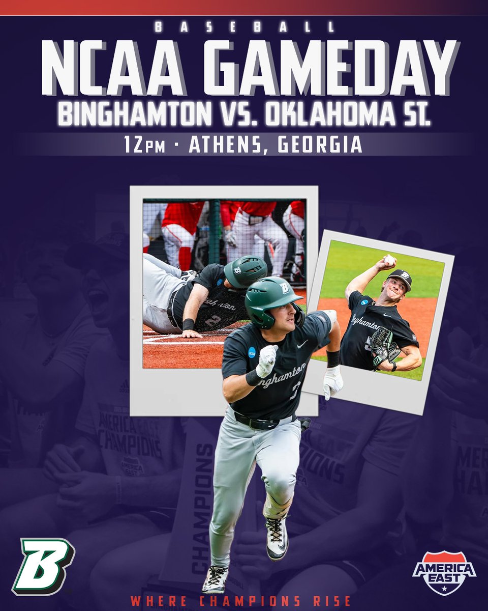 NCAA Gameday
<a href="/BinghamtonBASE/">Binghamton Baseball</a>🆚 Oklahoma St.  
📍Athens, Georgia 
📺ESPN+      

#AEBASE