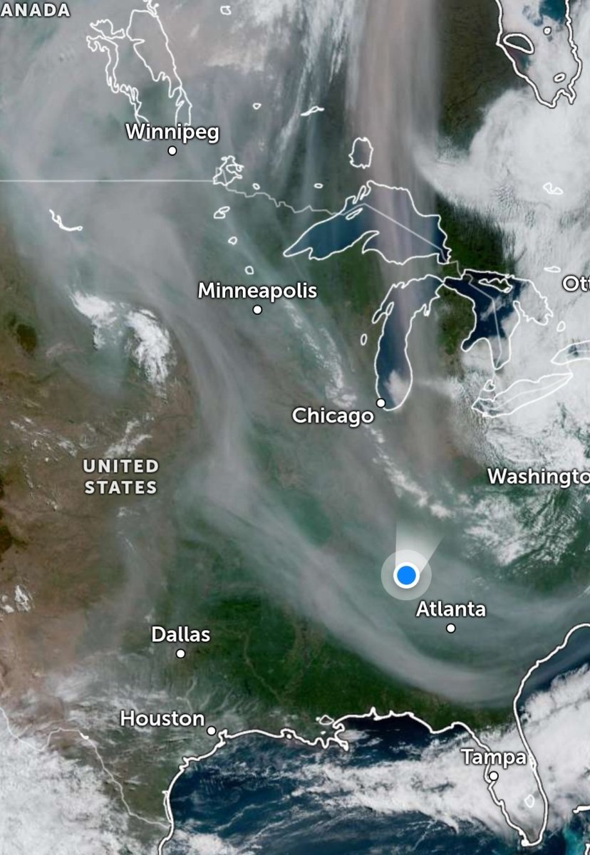 Lots of Canadian wildfire smoke in the air today