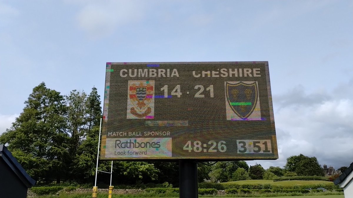 7 mins added time sees Cumbria 14 - 21 Half Time