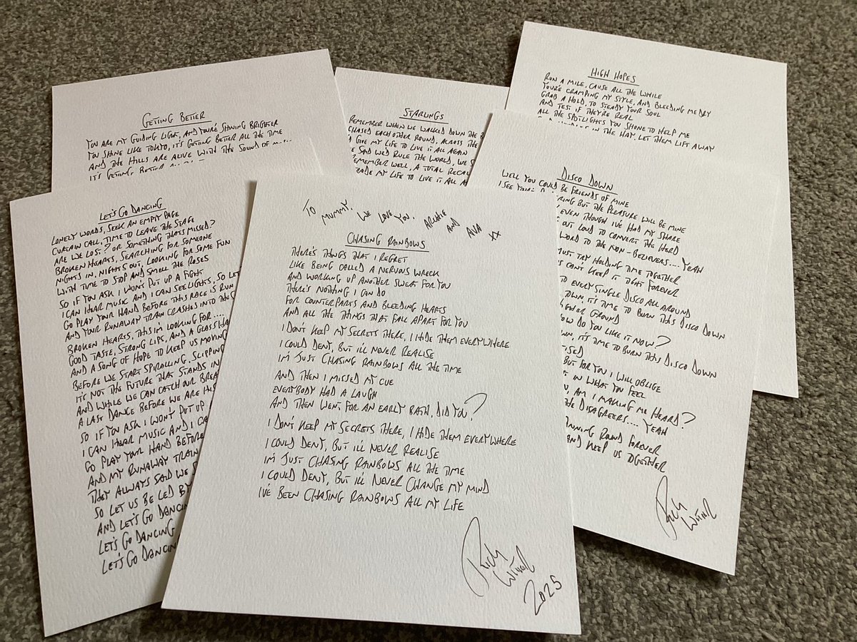 Father’s Day is just round the corner. Just saying 😉.
If interested head to rick-witter.co.uk and choose any Sheds song. I’ll write it out and put the message you want at the top, and sign and date at the bottom. The dads will love it (if they like us)….