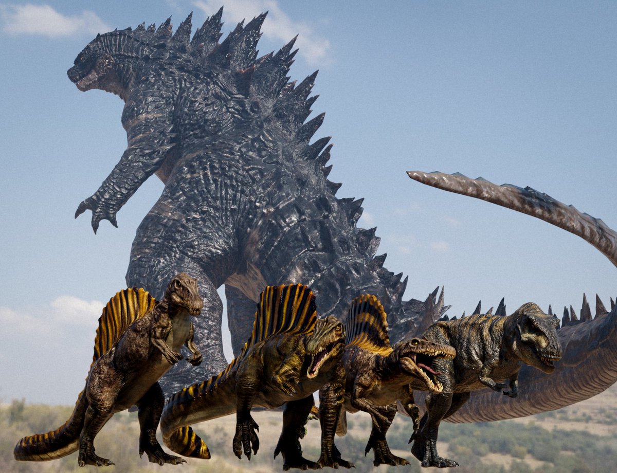 Freak Squad, regular sized Linus and Godzilla because I don't have a model of JWR Mosasaurus 🐟