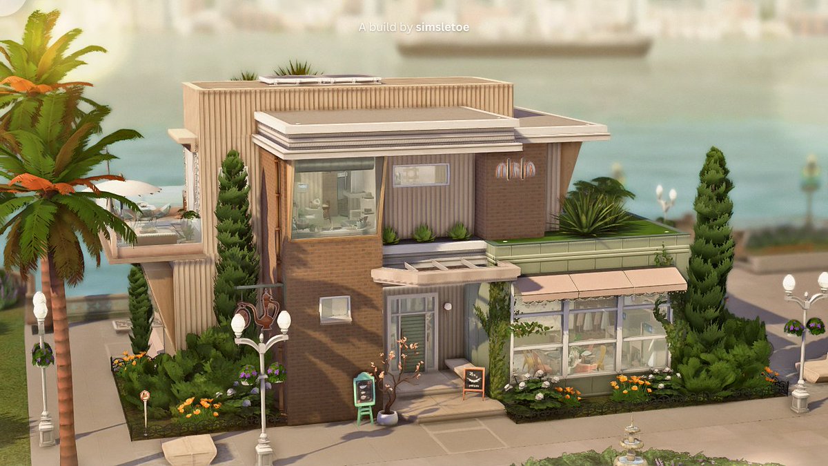 simsletoe's tweet photo. I built this modern pottery studio with an upstairs apartment—perfect for inspiring souls to indulge in the craft of pottery.

Glaze &amp; Brews 🍶☕️ | NoCC
EA-ID: simsletoe 
#TheSims4 #ShowUsYourBuilds #BusinessesandHobbies 

[thread] ⤵️ https://t.co/qUgZ6r6wHl