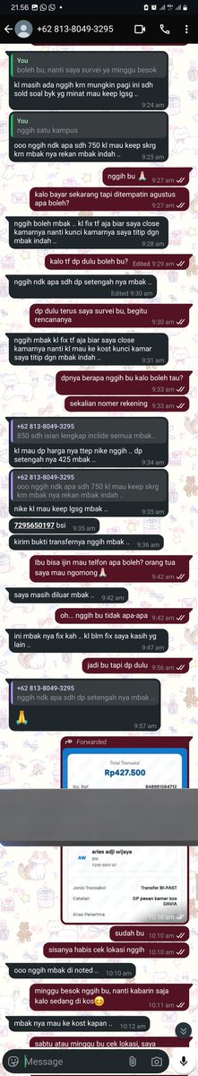dqtect's tweet photo. halo aku nemu akun kamu, izin up buat warning kalian semua
PENIPU KOS! HATI-HATI SEMUA aku udh dp dan sampe sekarang belom balik
https://t.co/ezgDSRffjH (alamat yang dikirim)
7295650197 no rek BSI a.n aries adji wijaya #zonauang #zonajajan️️ #kostsurabaya #kostunesa https://t.co/cYPiqs5YY0