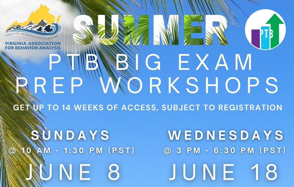 Prepping for the big exam? VABA members get 20% the cost of PTB Big Exam Workshops! For more information, visit our member benefits section bit.ly/4bmI2jj