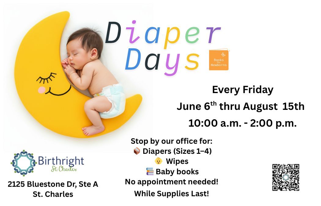 BirthrightStC's tweet photo. Don't forget, Diaper Days is coming!

From June 6th until August 15 (every Friday), stop by our office for diapers 🧷, wipes and a baby book 📘. 

Share the word. 🔊 
Mark your calendars! 📅 

#stcharlesmo #diapers #babyitems #yoursupport #diaperdays https://t.co/2YtRLFgnNJ