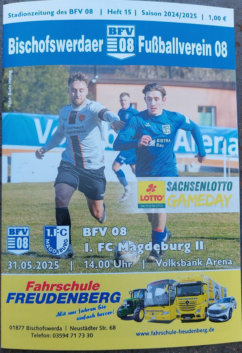 fussballarchiv1's tweet image. Heute am letzten Spieltag war die Zwote des 1. FC Magdeburg beim Bischofswerdaer FV 08 zu Gast. Mit einem klaren 5:0-Auswärtssieg wurde die Saison beendet. Die Gastgeber erstellen auch in der Oberliga ein #programmheft. 👍#EINMALIMMER #BFVFCM