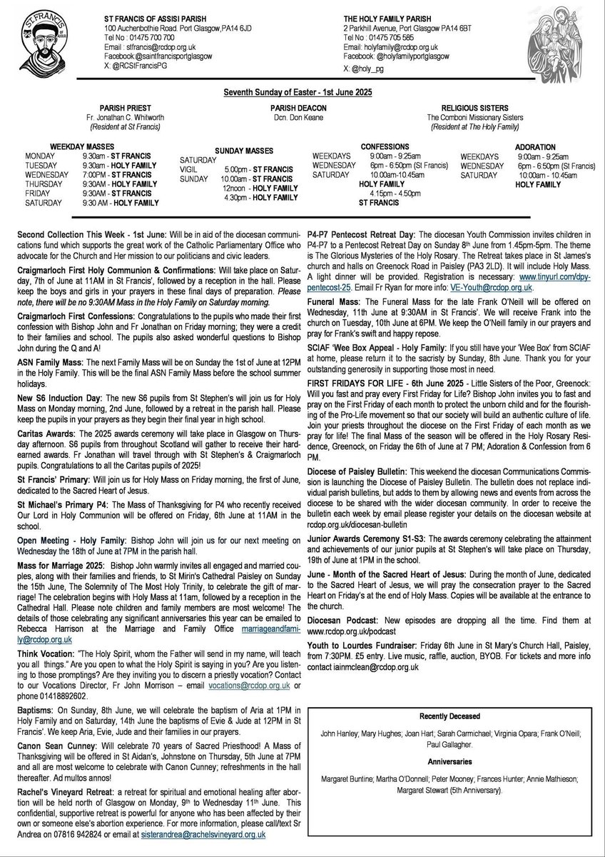 Here is our bulletin for this week: