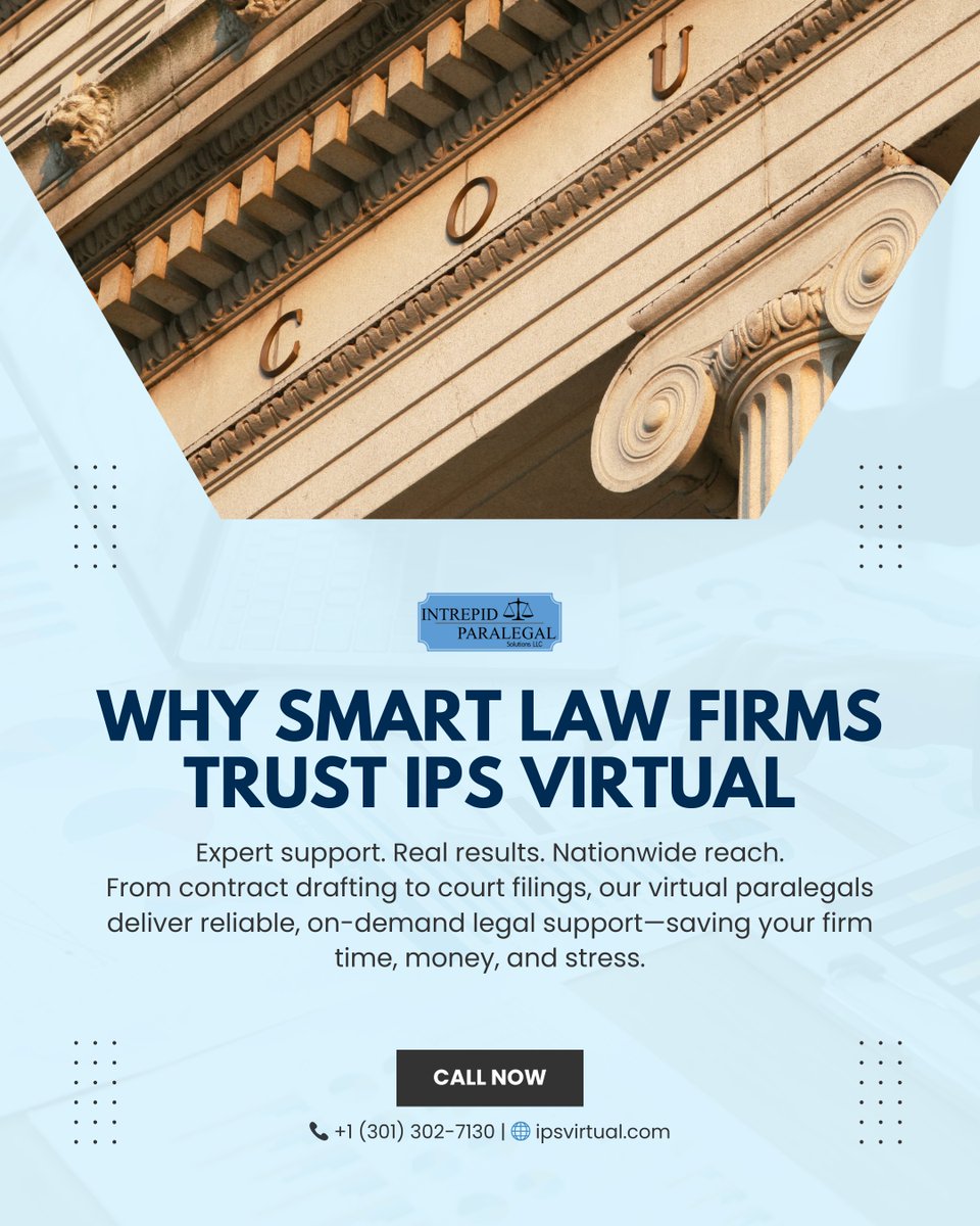 ips_virtual's tweet image. 🏛 Expert support. Real results. Nationwide reach.
From drafting to filings, IPS Virtual delivers legal admin solutions that save you time, money, and stress.
Join the smart firms who trust us.
📞 Call today.
#SmartLegalSupport #LawFirmTools #ParalegalPros #IPSvirtual
