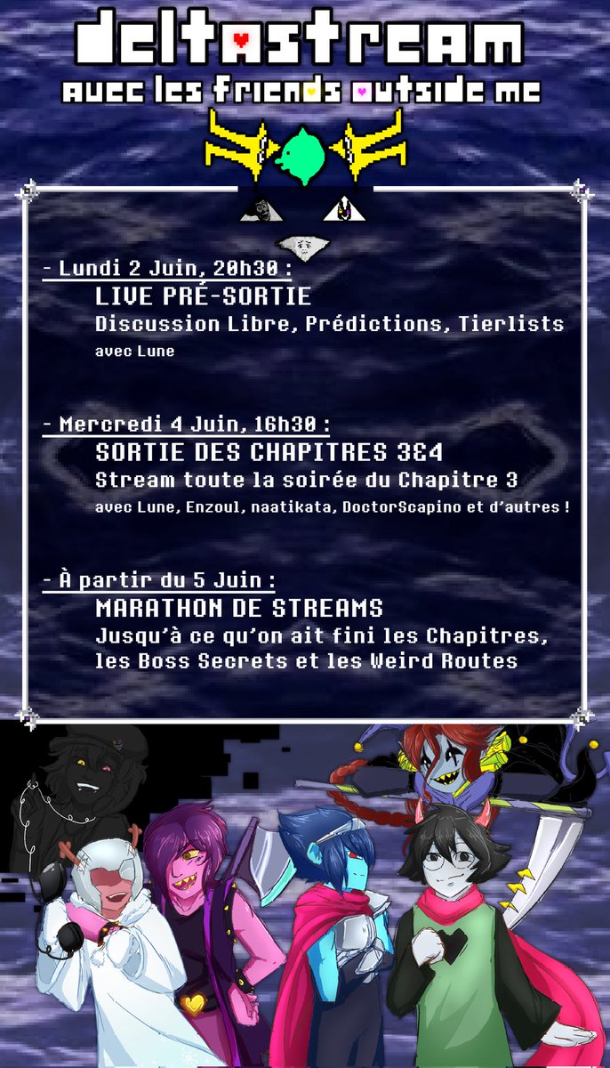 CptHype's tweet image. Rappel du programme
DELTARUNE APRÈS-APRÈS-APRÈS-DEMAIN