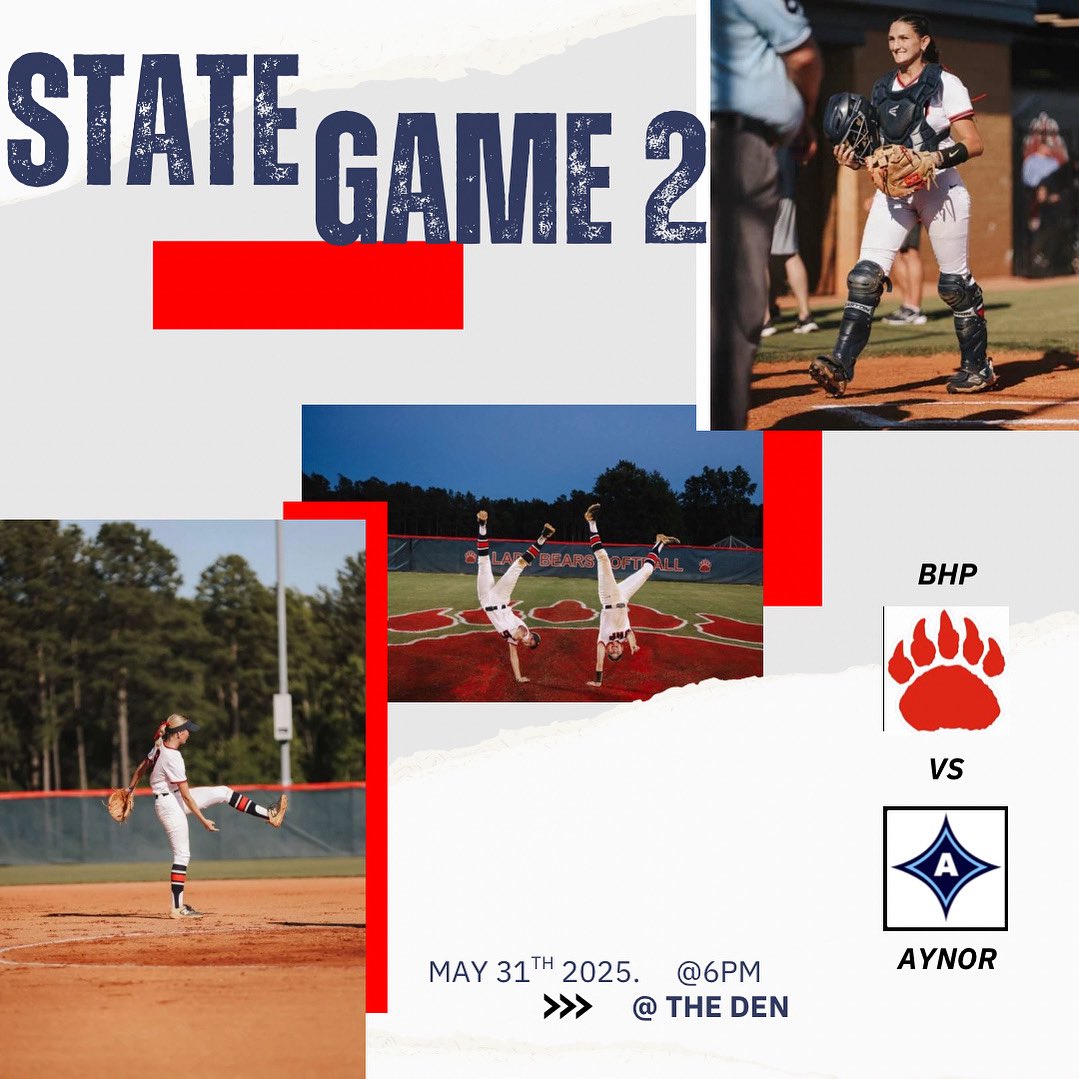 IT’S FINALLY GAMEDAY‼️ AAA State Championship Game 2️⃣ will be played @ The Den @ 6PM. BE THERE‼️🐻 #OwnIt #Chasefor2