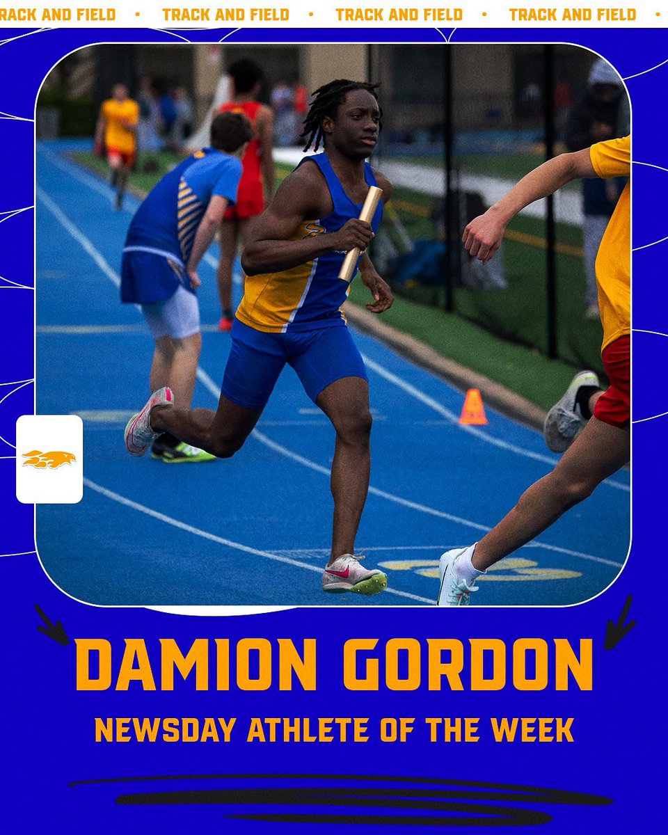 Damion Gordon is <a href="/NewsdayHSsports/">Newsday HS sports</a> athlete of the week! He won the 100 meters at the CHSAA intersectional championships breaking a school record. He was also part of the 4x100 team that broke another school record. 🔥🐥👟 @kmhsxctf 

#Firebirds #bleedblueandgold #rollbirds
