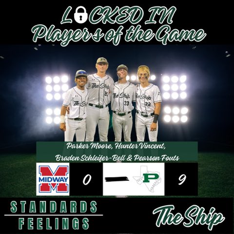 Prosper HS Baseball (@thephsbaseball) on Twitter photo Dudes were Locked In in a 9-0 win over Waco Midway to force a game 3 tomorrow to decide who plays in the SHIP next week!
<a href="/HunterVincent25/">Hunter Vincent</a> 6 inn., 0 H, 11 Kās.
<a href="/pearsonbfouts/">Pearson fouts</a> 2-4, 1 R, 3 RBI
<a href="/parkermoore32/">Parker Moore</a> 1-3, 1 R, 2 RBIās
<a href="/BradenSB10/">Braden Schleifer-Bell</a> 1 inn, 1 K, 0 H Dudes were Locked In in a 9-0 win over Waco Midway to force a game 3 tomorrow to decide who plays in the SHIP next week!
<a href="/HunterVincent25/">Hunter Vincent</a> 6 inn., 0 H, 11 Kās.
<a href="/pearsonbfouts/">Pearson fouts</a> 2-4, 1 R, 3 RBI
<a href="/parkermoore32/">Parker Moore</a> 1-3, 1 R, 2 RBIās
<a href="/BradenSB10/">Braden Schleifer-Bell</a> 1 inn, 1 K, 0 H
