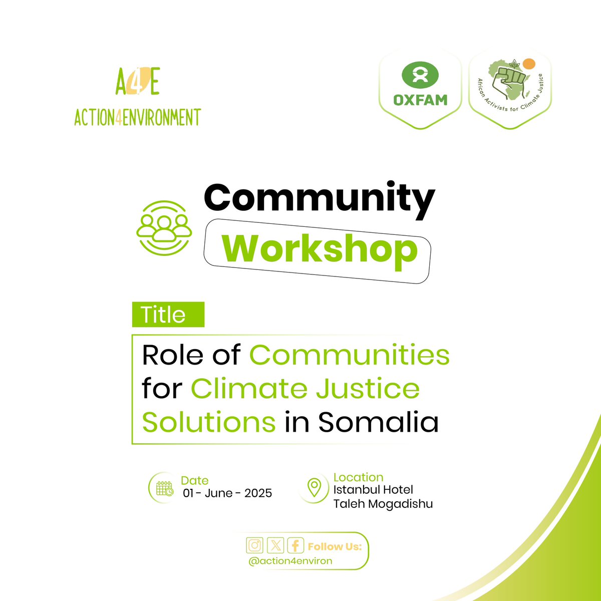 Join us for a Community Workshop on the Role of Communities for Climate Justice Solutions in Somalia 🇸🇴
#Empower #Honor #Action