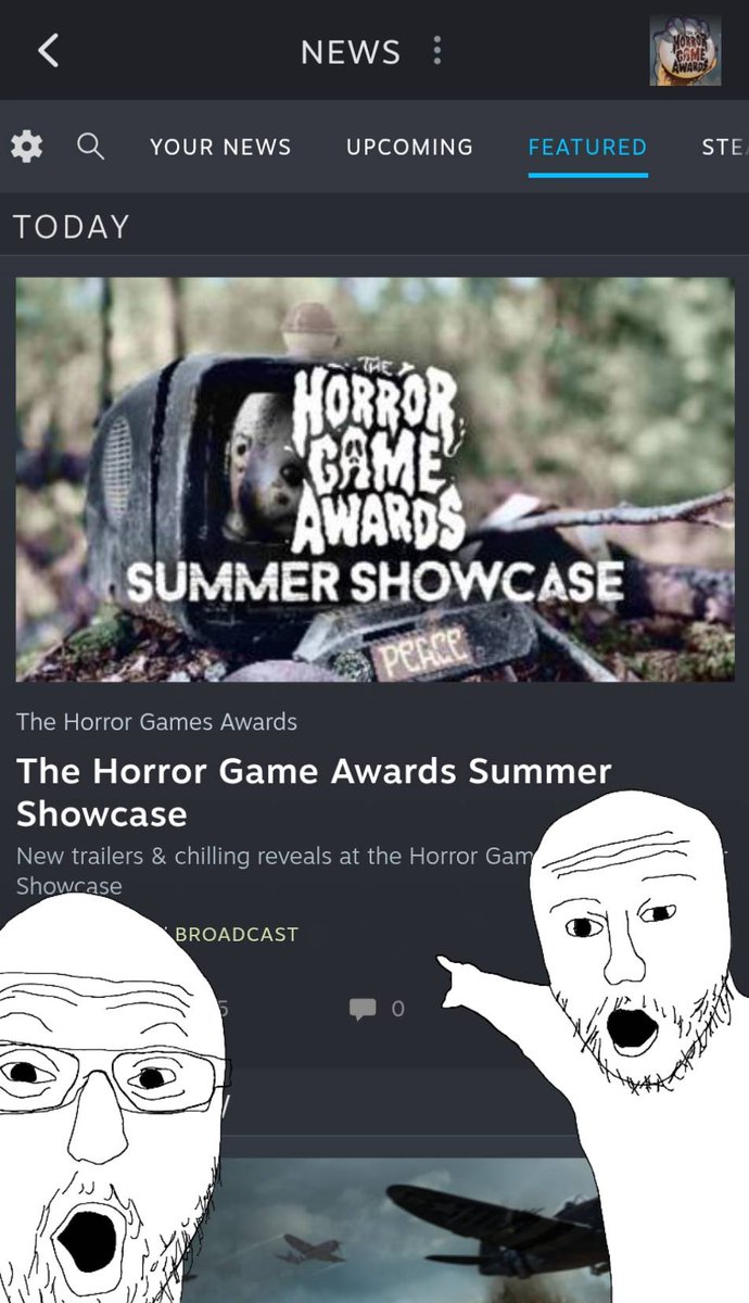 Just casually getting featured on Steam for today's <a href="/HorrorGameAward/">The Horror Game Awards</a> SUMMER SHOWCASE!

We'll have a handy dandy STEAM EVENT where you can find all our featured games on.

Huge thanks to <a href="/DaveOshry/">Dave NewBlood</a> of <a href="/NewBlood/">New Blood Interactive</a> for helping us get our Steam Event live in time!