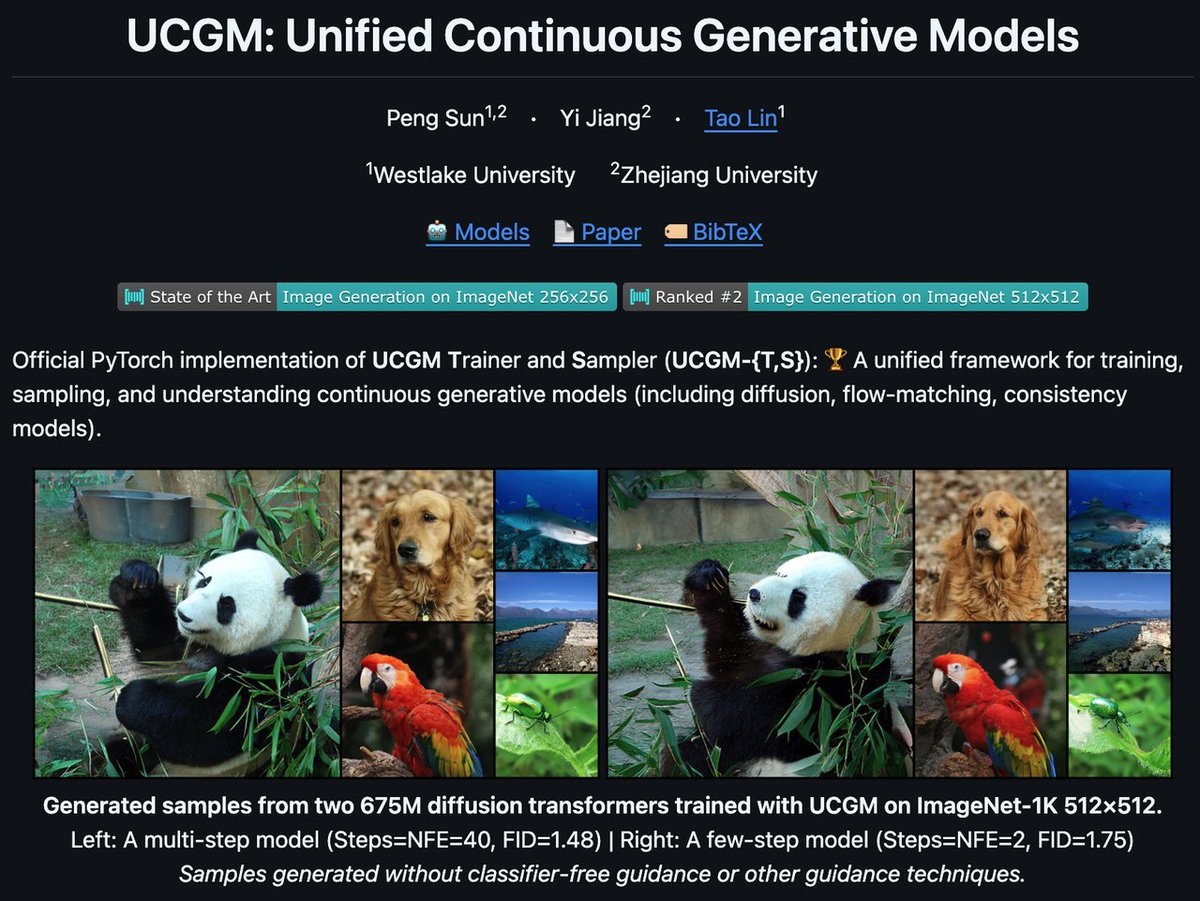 tlin81447321's tweet image. Excited to share our recent work on unifying continuous generative models!
✅ Train/sample all diffusion/flow-matching/consistency models
✅ Ultra-efficient training/tuning (e.g., Fine-tune 250→2-step models in 8 mins!)
✅ Plug-and-play zero-cost sampling acceleration
(1/6)