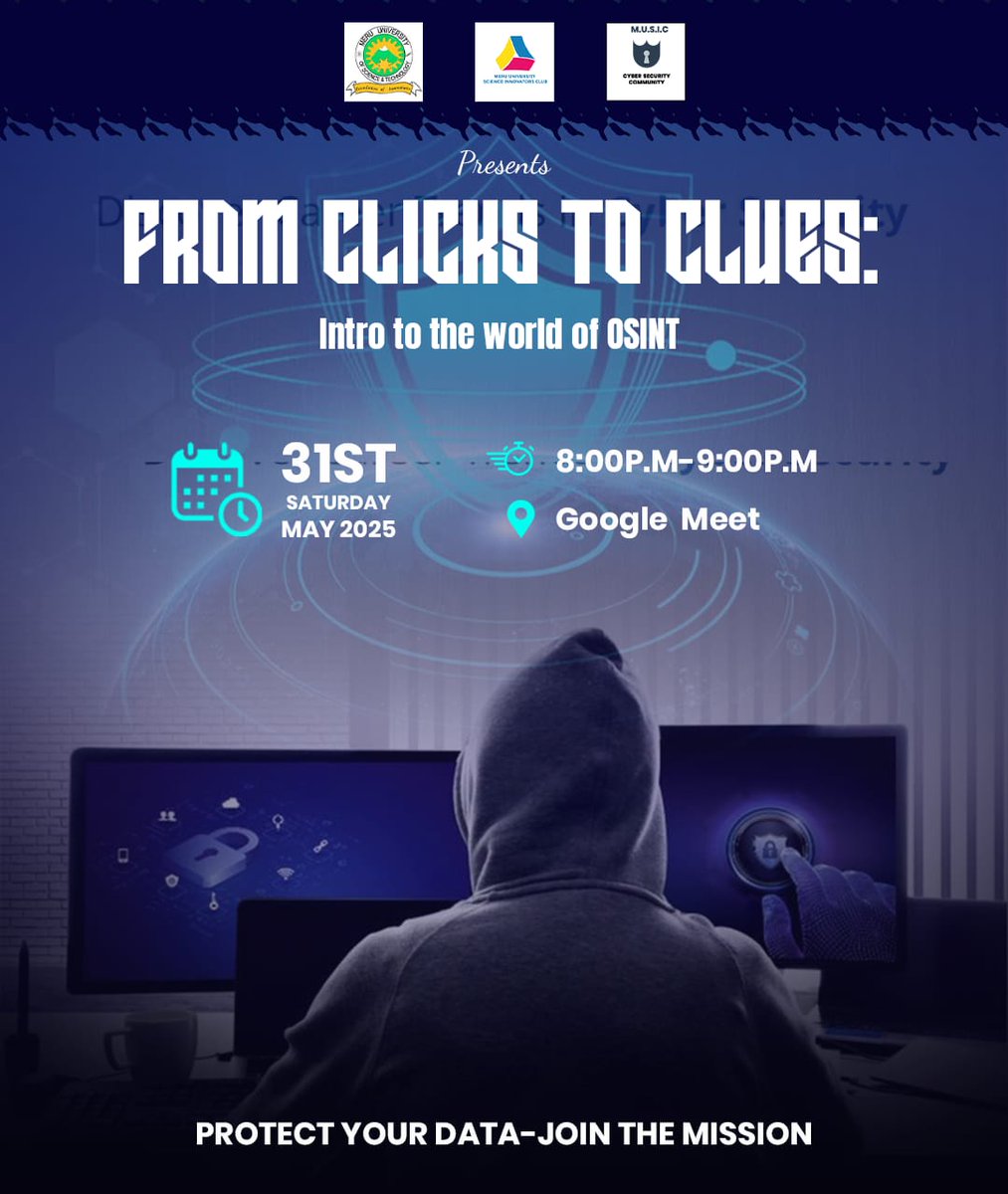 InnovatorsMust's tweet photo. 🕵‍♂ "Unmask the Digital Shadows —From Clicks To Clues: Intro to the world of OSINT"

The web is talking. Are you listening?
Tonight at 8PM, step into the world of Open Source Intelligence (OSINT) — where cyber investigators turn digital breadcrumbs into powerful intel. https://t.co/zSHoNkW6yM