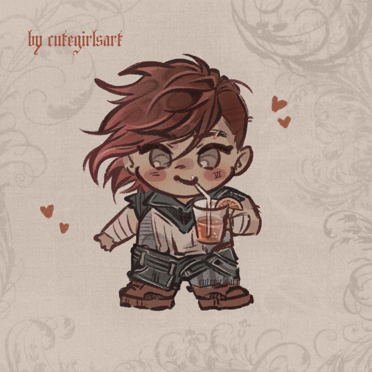 happy Vi arcane with an orange juice as an apology for bowlcut Vi Arcane for you 😋