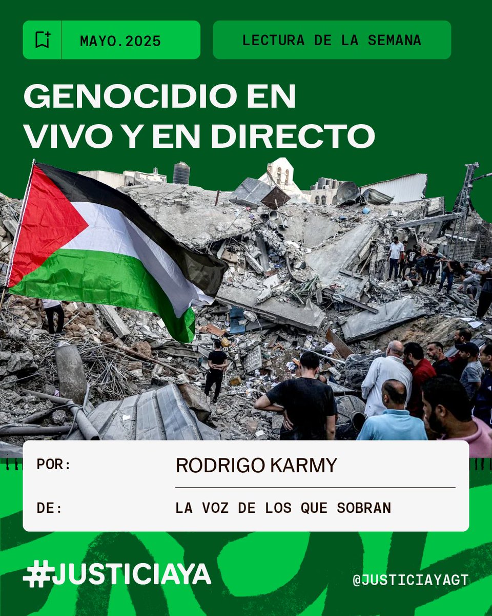 Rodrigo Karmy <a href="/falsafa1126/">Rodrigo Karmy</a> reflexiona sobre cómo Israel 🇮🇱 y sus aliados buscan normalizar la violencia y el genocidio en Palestina 🇵🇸 pero no lo han logrado: Palestina ha despertado conciencias y desnudado al sistema que sostiene la masacre.

🔗: lavozdelosquesobran.cl/opinion/genoci…