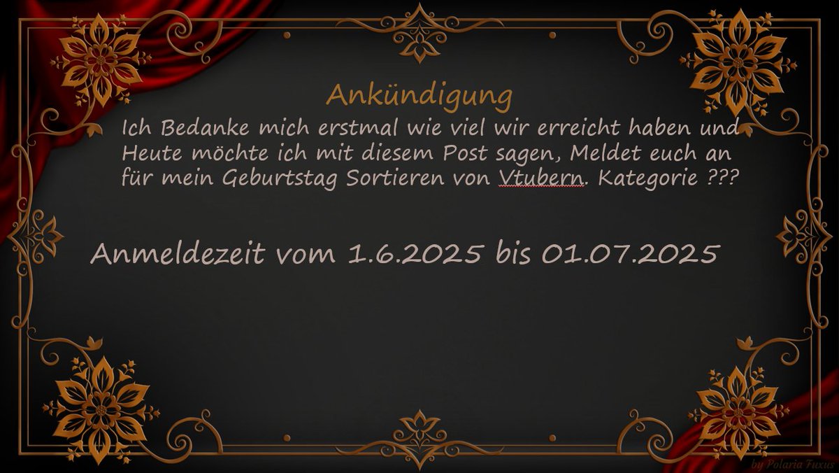 Anmeldung für das VTuber Rating am 4.7 Starten ab Morgen.