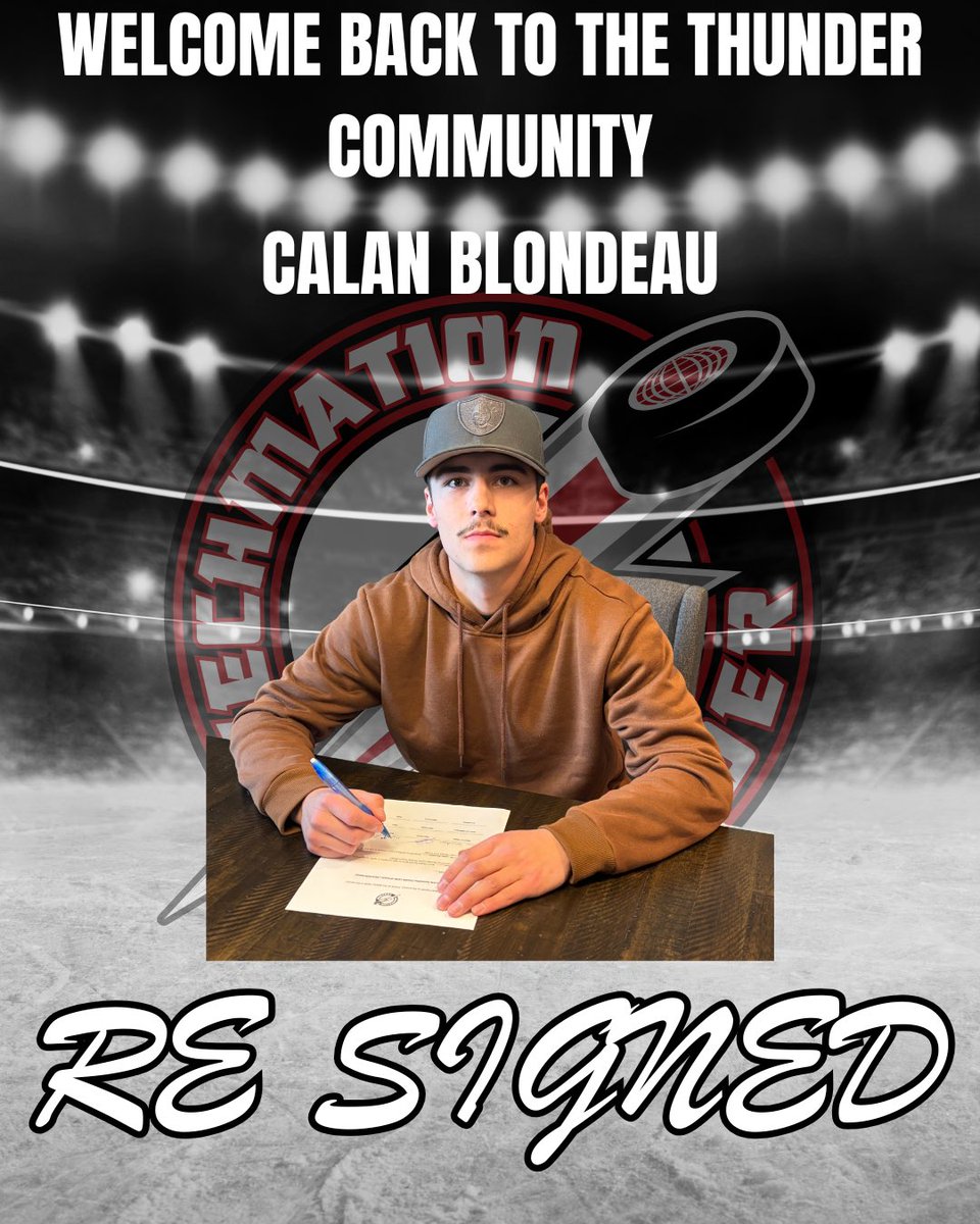 Player Signing Alert! ⚡
The Airdrie Thunder are excited to welcome back Calan Blondeau to the Thunder Community for the 2025/26 season! 
Big things ahead as we gear up for another electrifying year on the ice. Let’s go, Thunder!