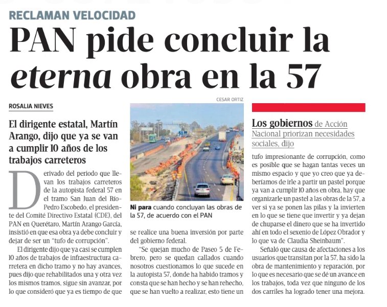 La obra de la carretera 57 ya cumplió 10 años… ¡y sigue igual! Conos no faltan, lo que falta es voluntad del gobierno federal para terminarla. 

Querétaro no merece obras eternas, merece soluciones reales.