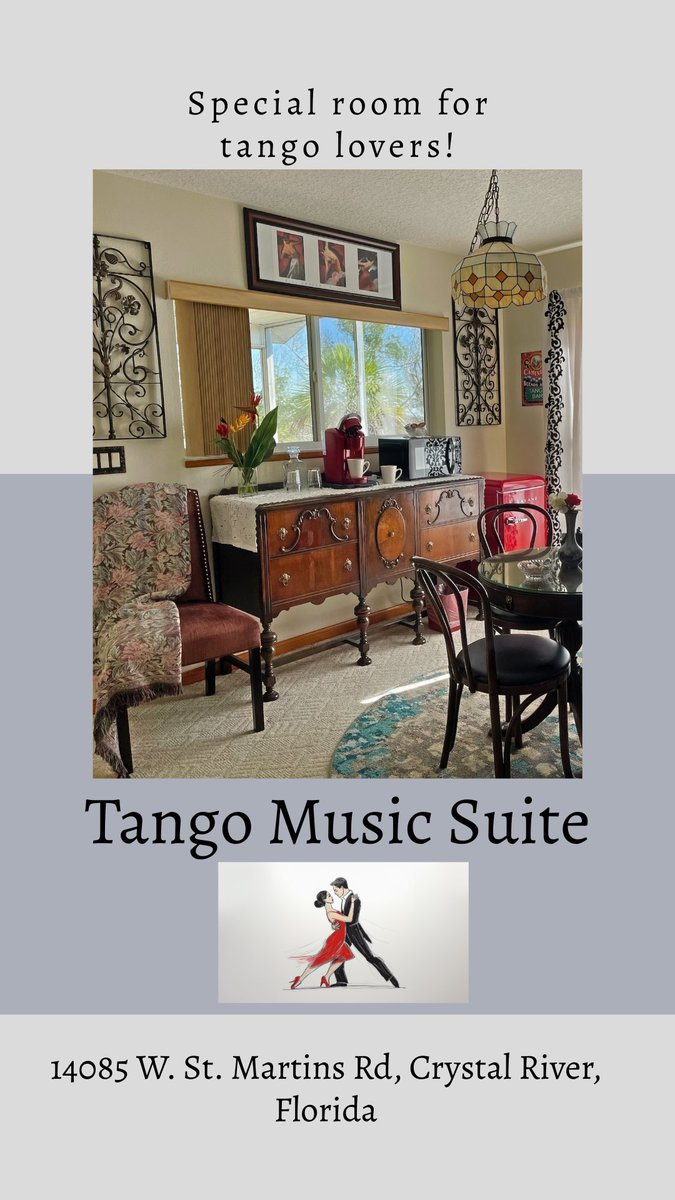 Tango Music Suite is the most romantic room.
#tango #tangomusic #tangolovers #inn #bnb #crystalriver #crystalriverlullaby