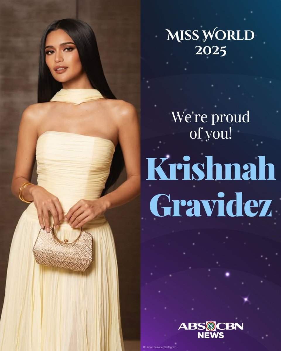 WE'RE PROUD OF YOU, KRISHNAH!

Philippines' Krishnah Gravidez ends her Miss World 2025 journey in the top 8. #MissWorld2025