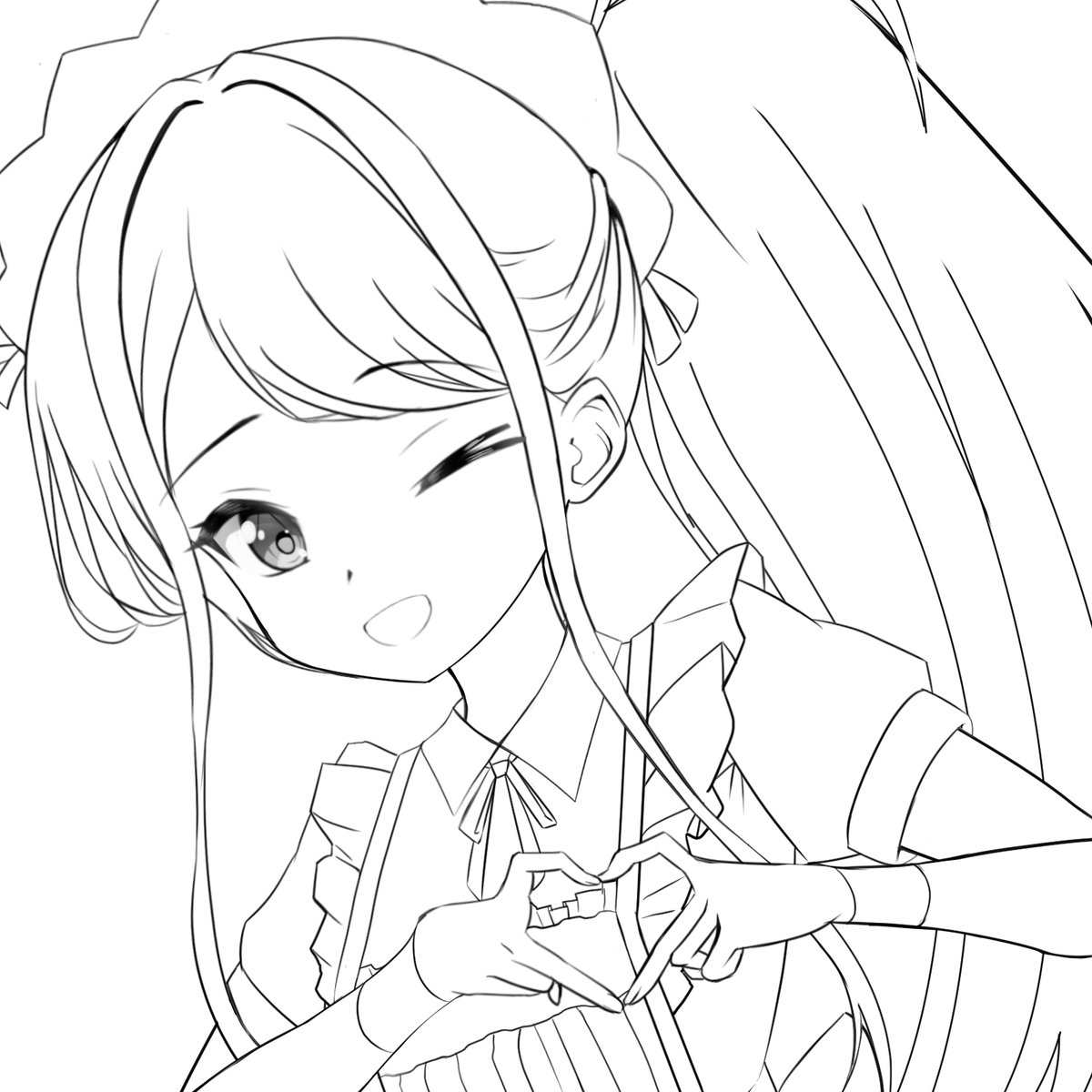 #ブルーアーカイブ 
#ブルアカ #BlueArchive 
#블루아카이브 
#天童アリス 
線画中