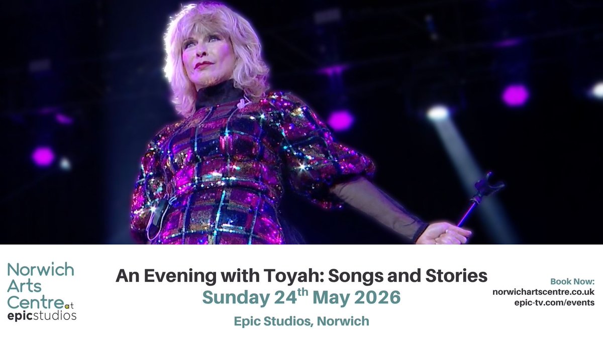 EPICNorwich's tweet image. 📣 JUST ANNOUNCED: @NorwichArtCentr
presents 'An Evening With @toyahofficial: Songs and Stories' to Epic next year
Book tickets now 🎫 epic-tv.com/events/event/t…