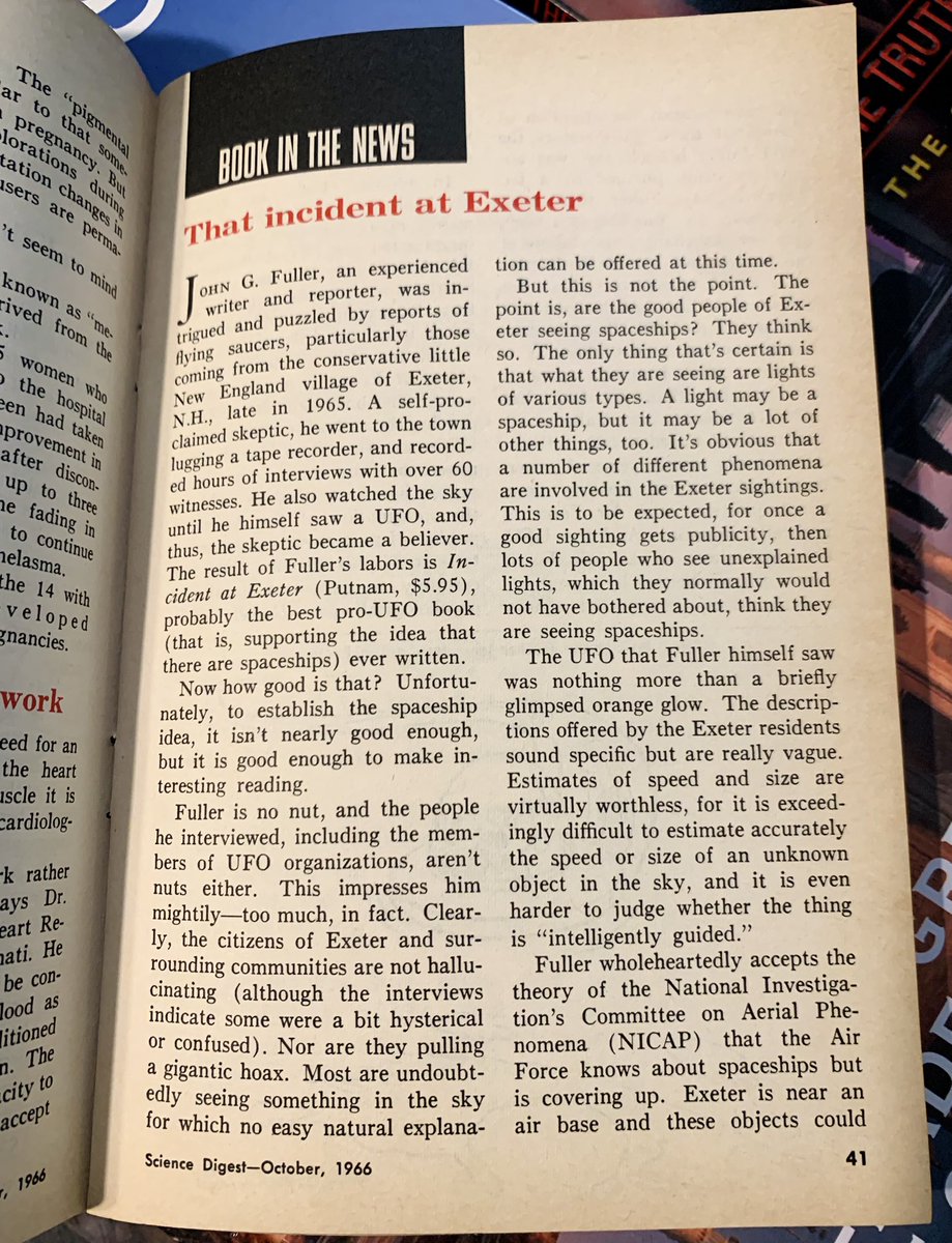 MHuntington7's tweet photo. This October 1966 Science Digest has been added to the collection! ποΈπΈπ #UFOs #UFOX #UFOLibrary #ScienceDigest #UFOCulture #UFOHistory #Ufology #StudyUFOs
Scored for under $2! π²
ππ» Daniel Cohen (managing editor) considers the Exeter UFO Incident! π² https://t.co/LecRm486wG