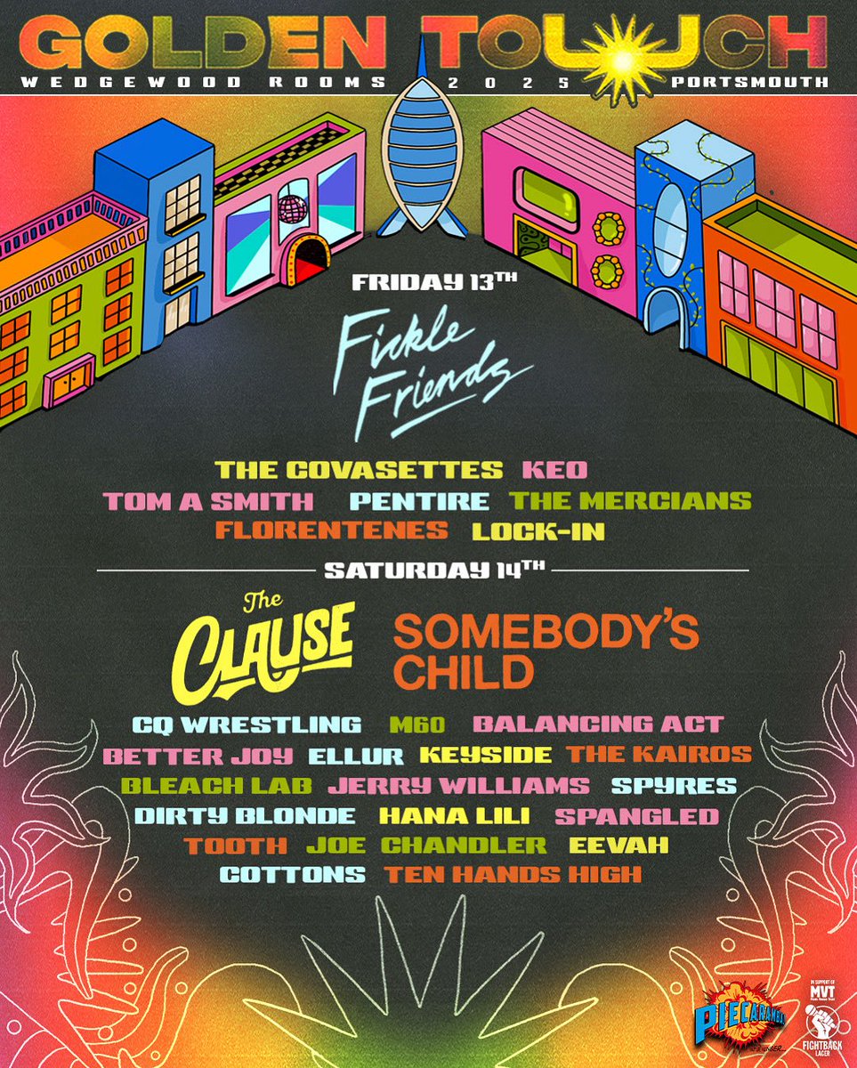 Golden Touch Festival (@goldentouchfest) on Twitter photo ICYMI: Hereโs your Golden Touch 2025 lineup in full.
<a href="/ficklefriends/">Fickle Friends</a> headlining Friday night with <a href="/SomebodysChild1/">Somebody's Child</a> & <a href="/theclauseuk/">THE CLAUSE</a> taking over our Saturday night.
Final final tickets available via the link in our bio.
seetickets.com/event/golden-tโฆ ICYMI: Hereโs your Golden Touch 2025 lineup in full.
<a href="/ficklefriends/">Fickle Friends</a> headlining Friday night with <a href="/SomebodysChild1/">Somebody's Child</a> & <a href="/theclauseuk/">THE CLAUSE</a> taking over our Saturday night.
Final final tickets available via the link in our bio.
seetickets.com/event/golden-tโฆ