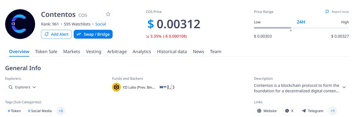 edos1995's tweet image. Why we buy COS today?
Becasuse yesterday price 0.0030
Today 0.0031
Tomorrow 0.0032
October new ATH
96 % go down from ATH
New investment in June
@contentosio @binance 
VOLUME GROWTH SOON