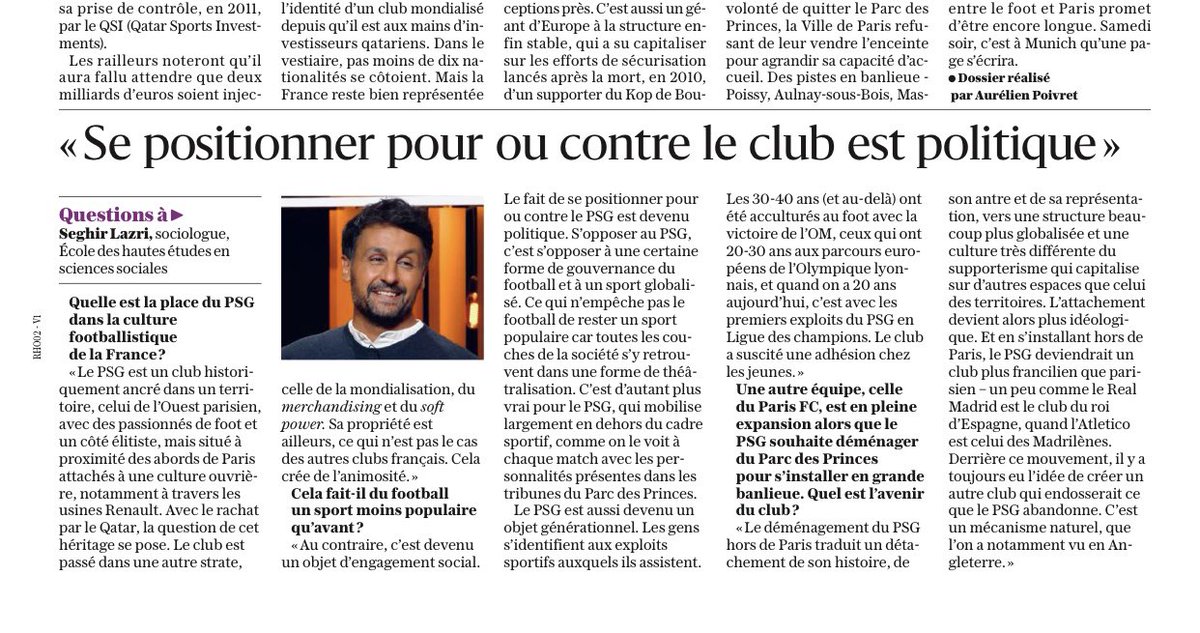 Comprendre le PSG pour mieux l’aimer ou le détester ! Merci à <a href="/AurelienPoivret/">Aurélien Poivret</a> pour l’échange <a href="/Le_Progres/">Le Progrès</a>
<a href="/PSG_inside/">Paris Saint-Germain</a> #UCLfinal
