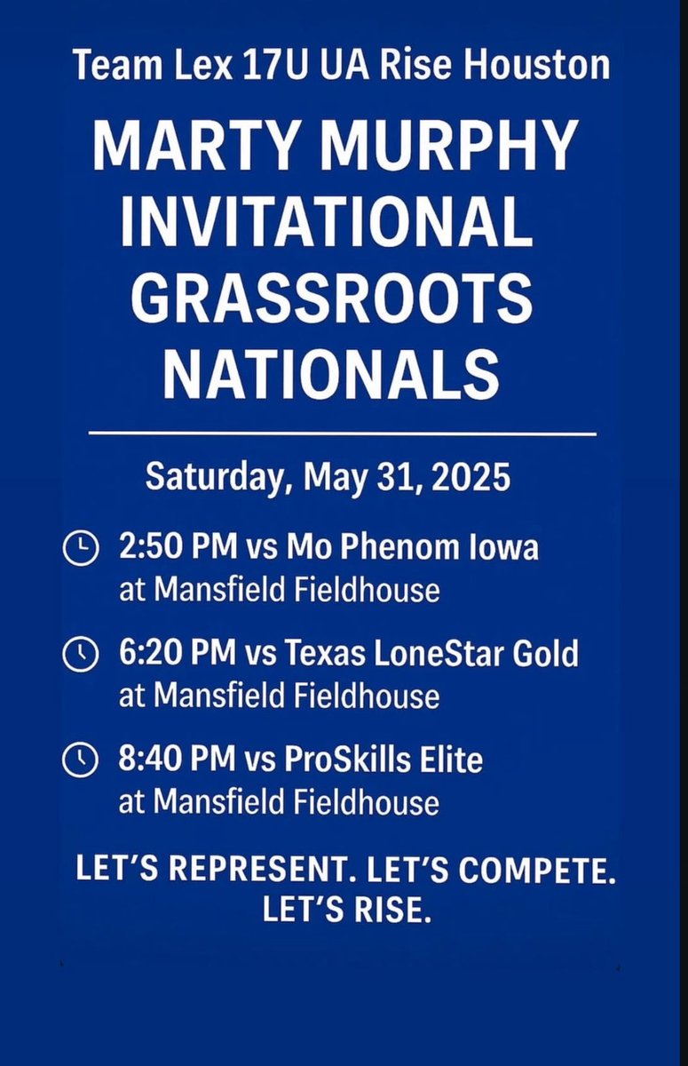 Updated schedule change for the MARTY MURPHY INVITATIONAL GRASSROOTS NATIONALS!! Come see me and my team compete this weekend.