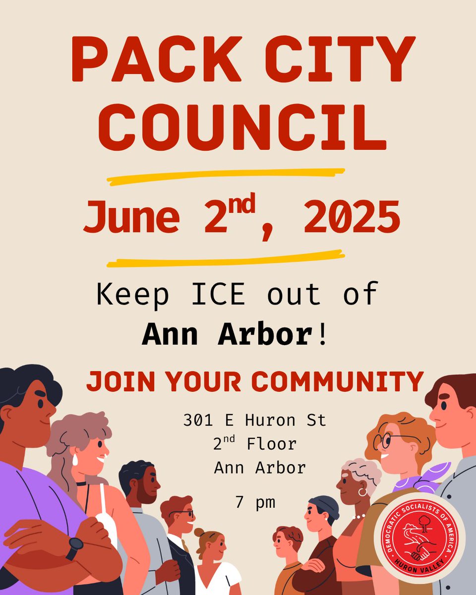 Join us in 2 days at 7pm to tell Ann Arbor City Council to keep ICE out of Ann Arbor!