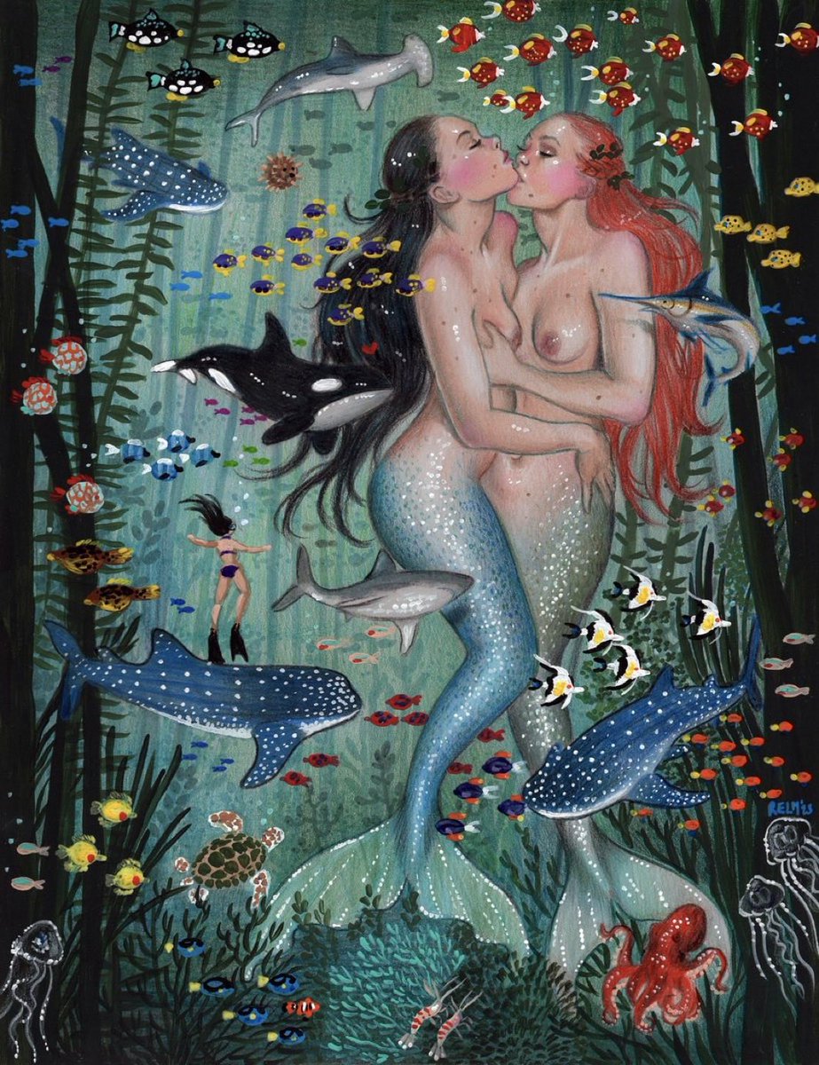 ‘Underwater Dalliance’ pencils/acrylic on paper. Throwback