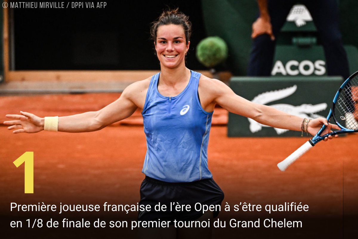 📊 Lois Boisson 🇫🇷 est devenue la PREMIÈRE joueuse française de l'ère Open à avoir réussi à se qualifier en 1/8 de finale lors de sa toute première participation à un tournoi du Grand Chelem. 🚀