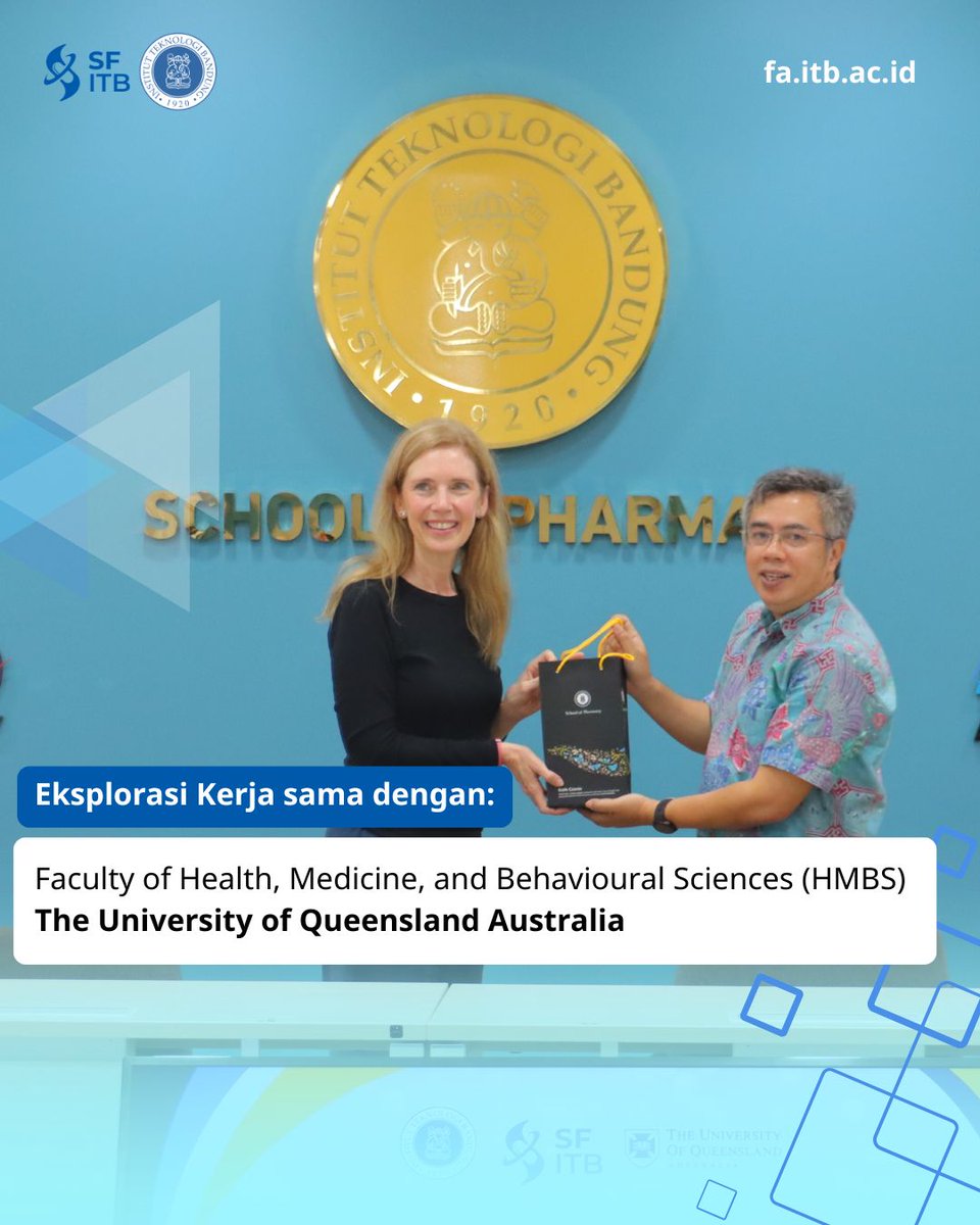 FarmasiItb's tweet photo. Pertemuan Eksplorasi Kerjasama dengan Faculty of Health, Medicine, and Behavioural Sciences (HMBS) The University of Queensland

Selengkapnya di https://t.co/sLnHP5fb6q https://t.co/71t6l3WyNy