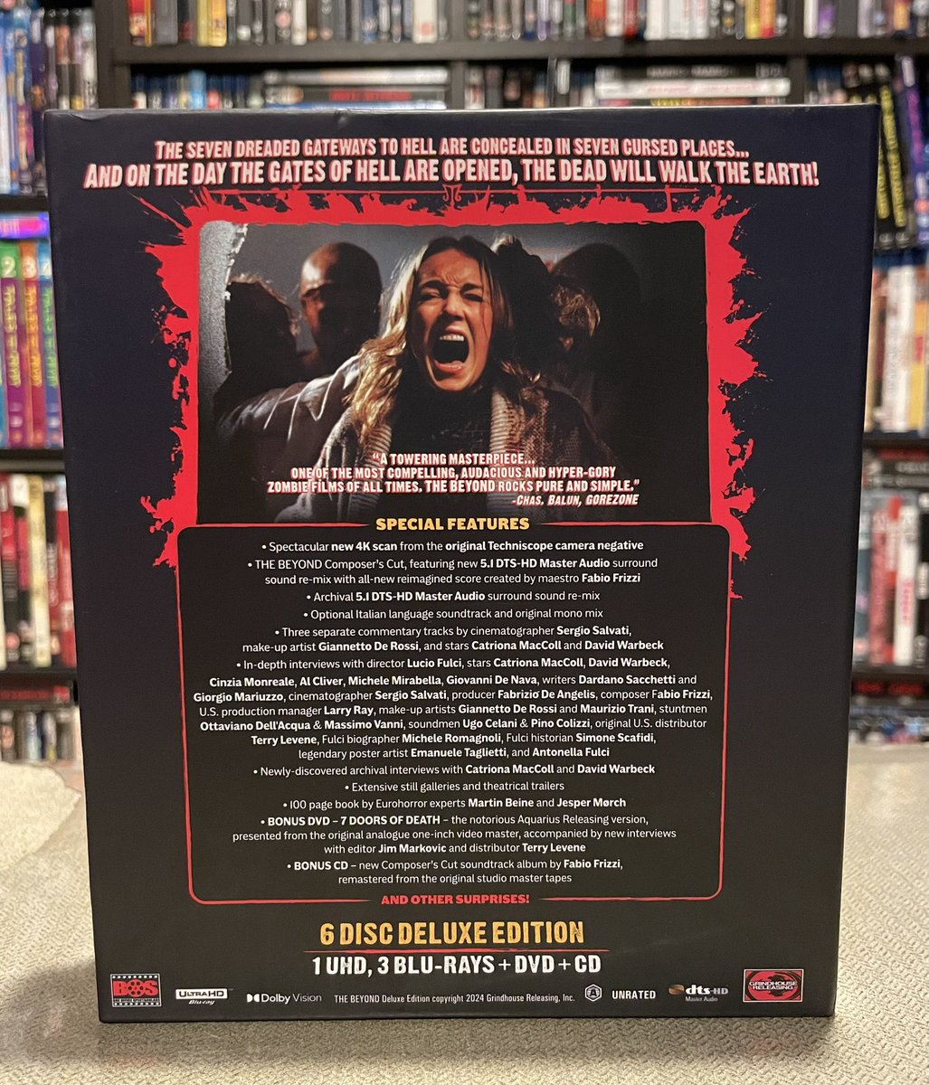 mike_vs_pereira's tweet image. I can’t imagine @GrindhouseFilm ‘s massive 6-disc Deluxe Edition of the Lucio Fulci masterpiece THE BEYOND will be topped this year. Physical media releases don’t get much denser than this. Highest possible recommendation. #PhysicalMedia