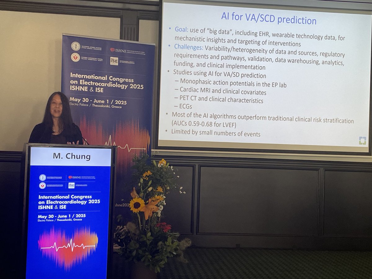Prof. Mina Chung, President of ⁦<a href="/HRSonline/">Heart Rhythm Society</a>⁩ delivering the closing conference of our ⁦<a href="/ISHNEcg/">ISHNE</a>⁩ meeting in Thessaloniki!
Thanks Prof. Vassilikos for inviting her to our meeting!!!