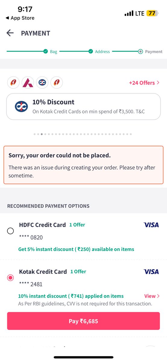 Sundar1213's tweet photo. @myntra I’m unable to place order https://t.co/Aop8B5abLb